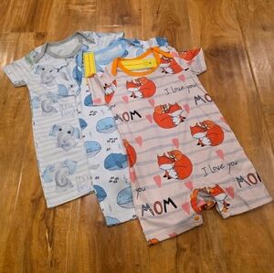 Baby Boy 3-6 Months Infant Animal Print Romper Pajama Whale Fox Elephant